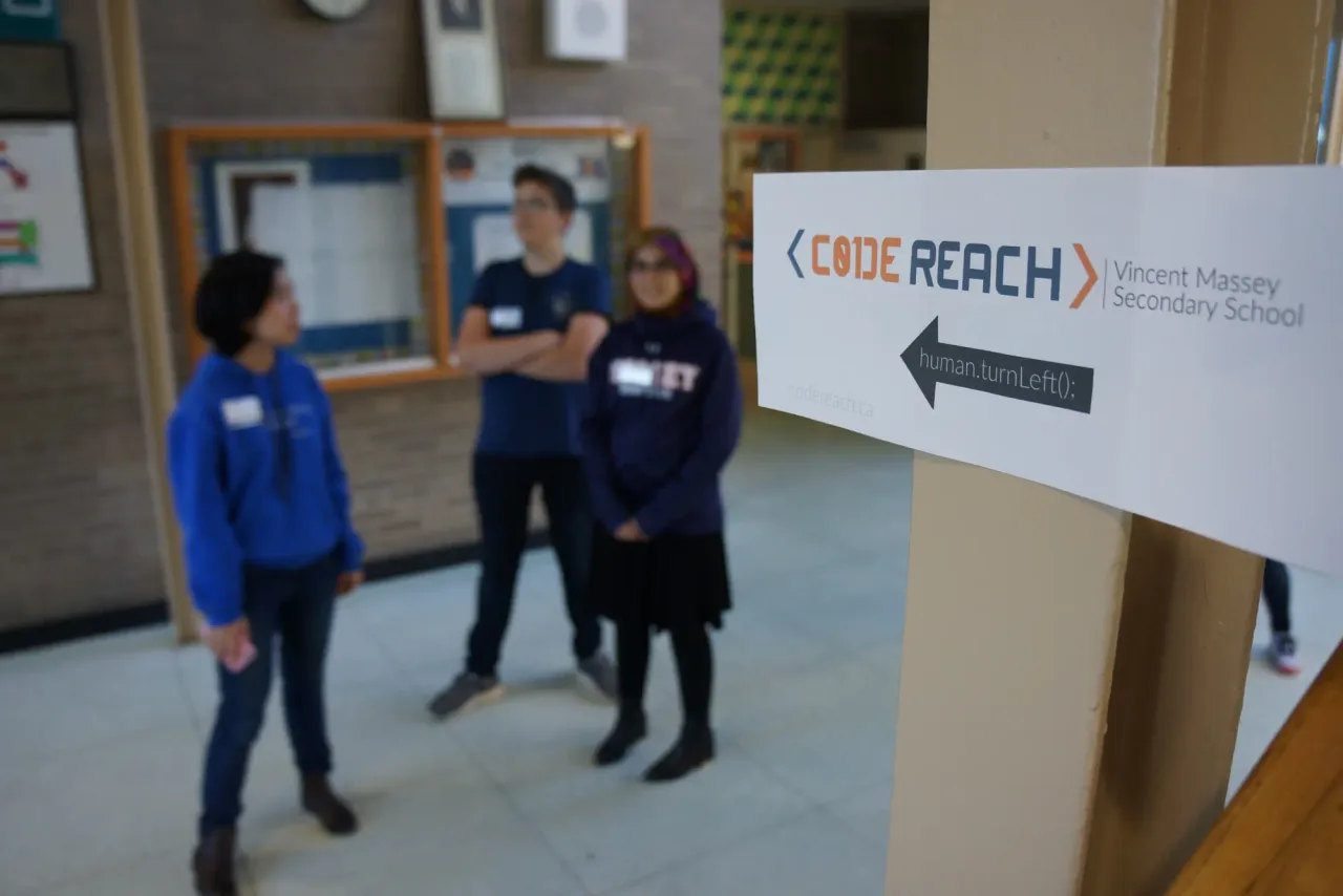 CodeReach sign at Vincent Massey Secondary School